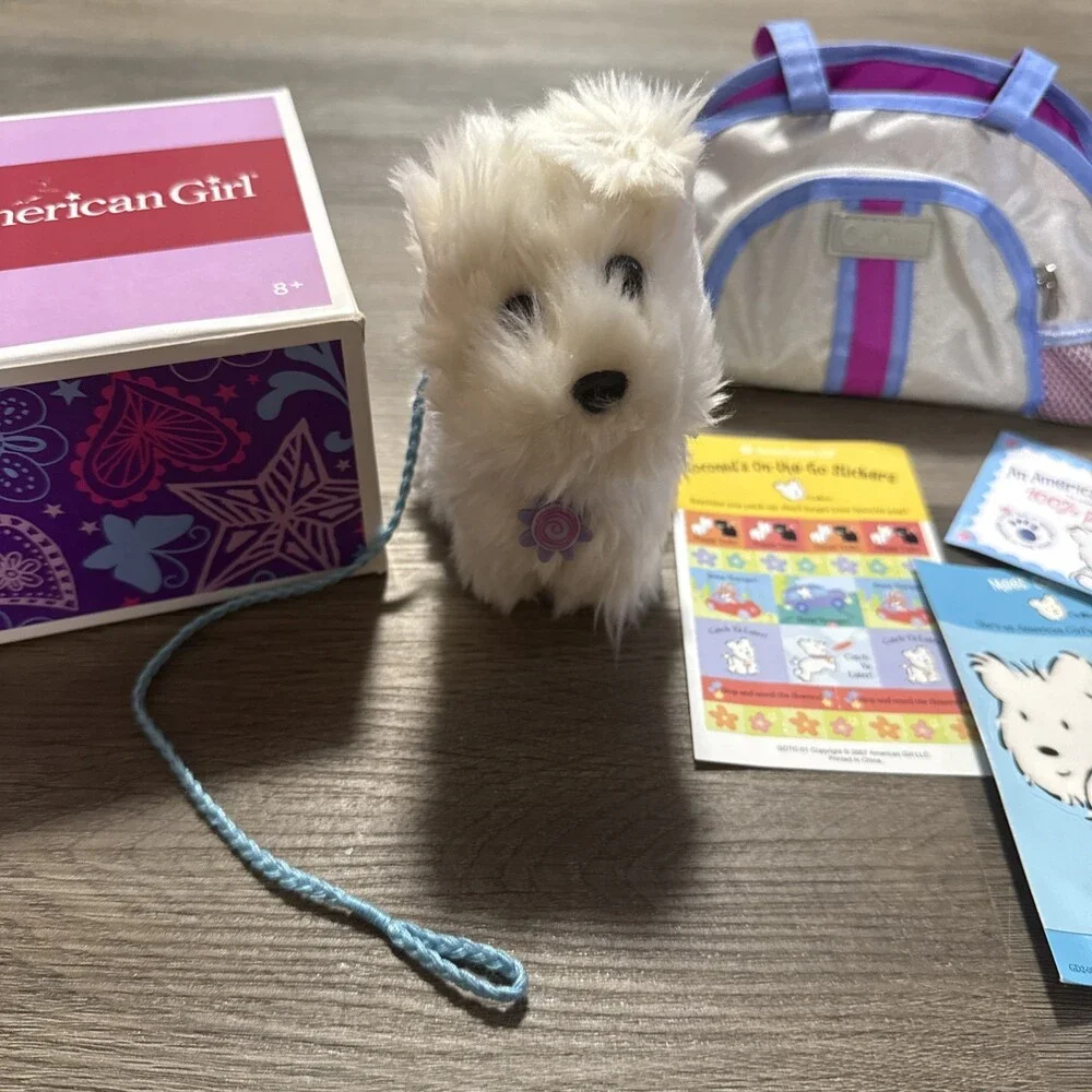 American Girl Coconut Dog NIB With Carrier & Accessories